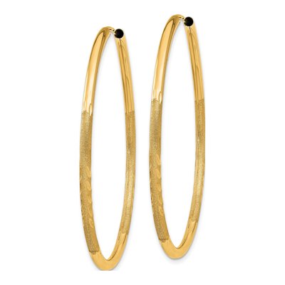 14K Yellow Gold 40mm Diamond-Cut Endless Hoop Earrings – view 3