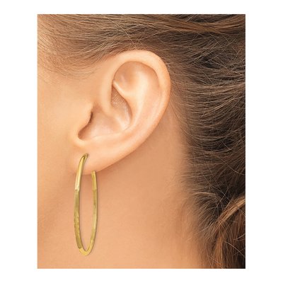 14K Yellow Gold 40mm Diamond-Cut Endless Hoop Earrings – view 4