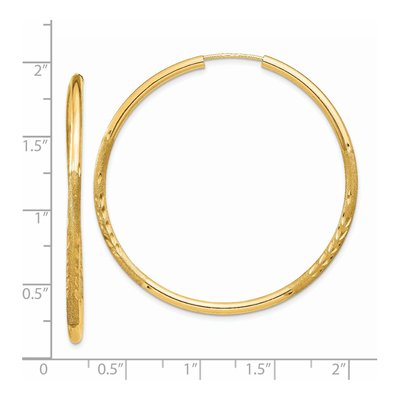 14K Yellow Gold 40mm Diamond-Cut Endless Hoop Earrings – view 5