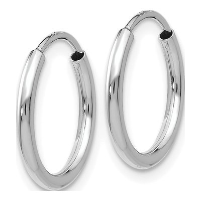 14K White Gold 14mm Endless Tube Hoop Earrings – view 3