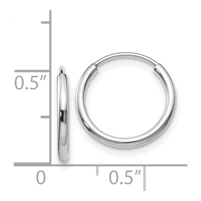 14K White Gold 14mm Endless Tube Hoop Earrings – view 5