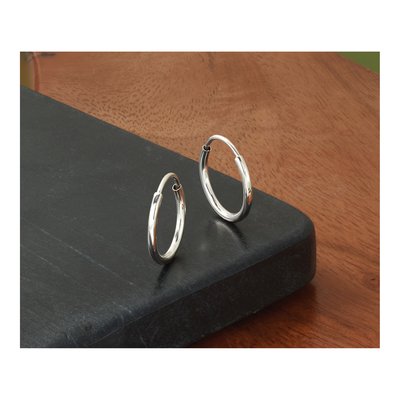 14K White Gold 14mm Endless Tube Hoop Earrings – view 6