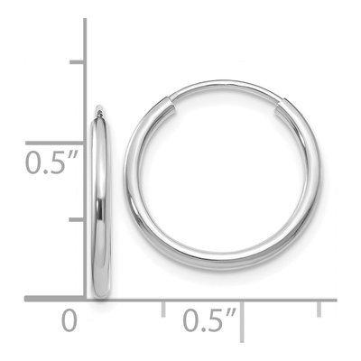 14K White Gold 16mm Endless Tube Hoop Earrings – view 6