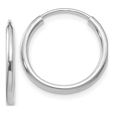 14K White Gold 16mm Endless Tube Hoop Earrings