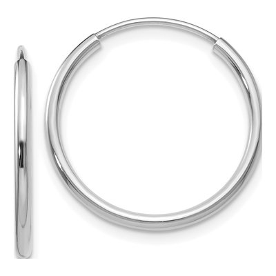 14K White Gold 18mm Endless Tube Hoop Earrings