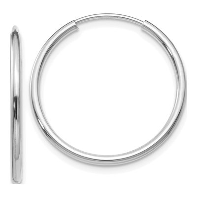 14K White Gold 20mm Endless Tube Hoop Earrings