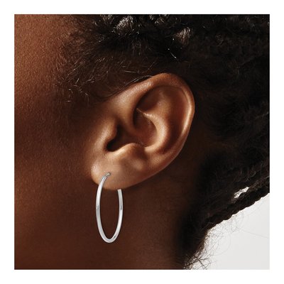 14K White Gold 25mm Endless Tube Hoop Earrings – view 4
