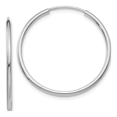 14K White Gold 25mm Endless Tube Hoop Earrings