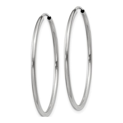14K White Gold 30mm Endless Tube Hoop Earrings – view 3