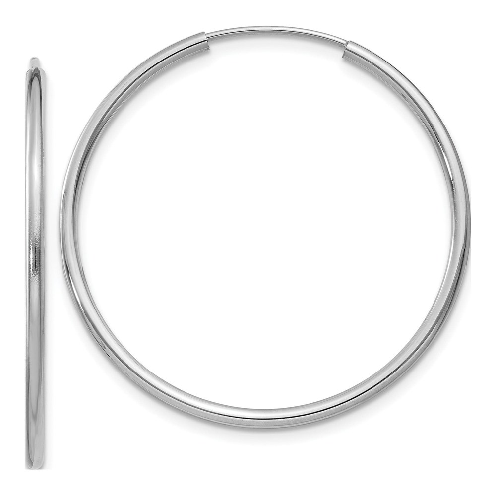14K White Gold 30mm Endless Tube Hoop Earrings
