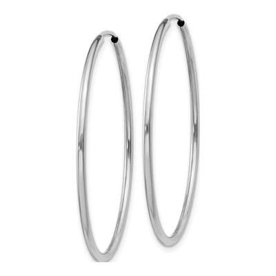 14K White Gold 35mm Endless Tube Hoop Earrings – view 3