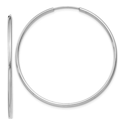 14K White Gold 40mm Endless Tube Hoop Earrings