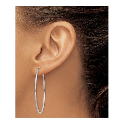 14K White Gold 45mm Endless Tube Hoop Earrings – view 4