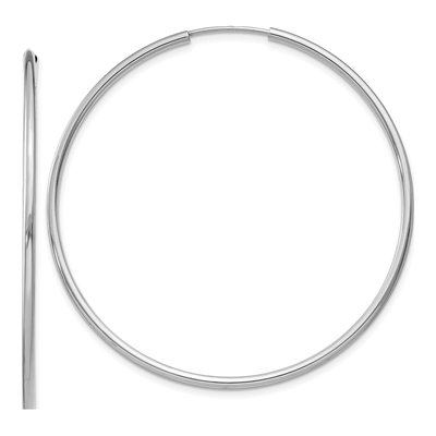 14K White Gold 45mm Endless Tube Hoop Earrings