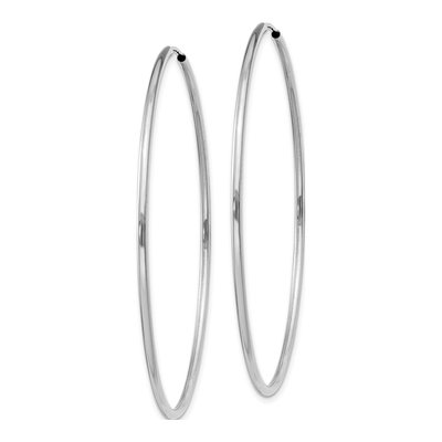 14K White Gold 50mm Endless Tube Hoop Earrings – view 3