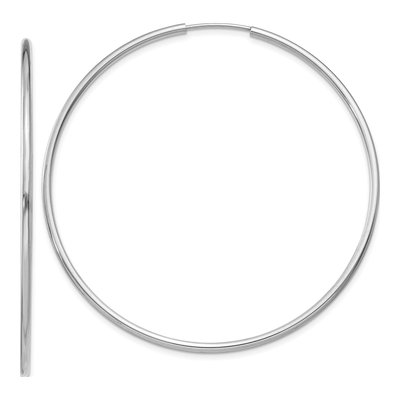 14K White Gold 50mm Endless Tube Hoop Earrings