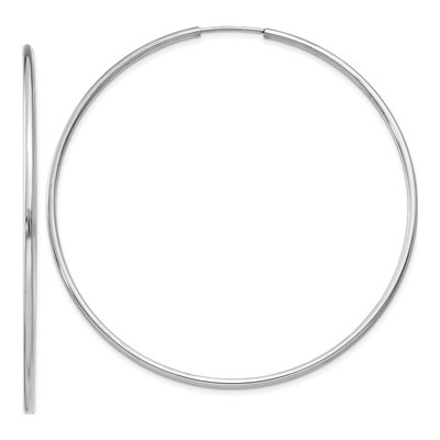 14K White Gold 55mm Endless Tube Hoop Earrings