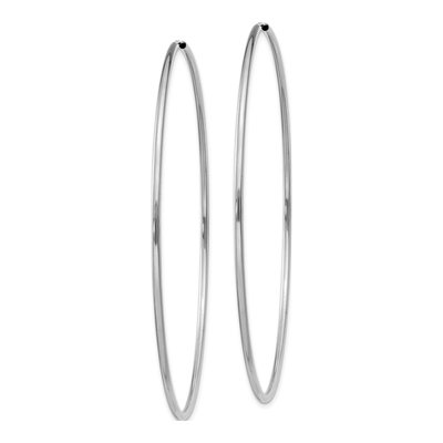 14K White Gold 65mm Endless Tube Hoop Earrings – view 3