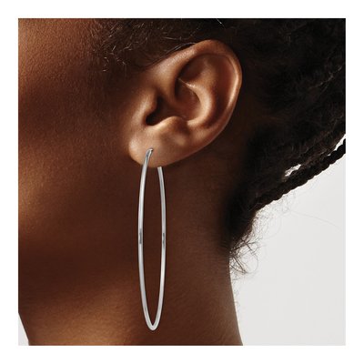 14K White Gold 65mm Endless Tube Hoop Earrings – view 4