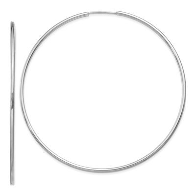 14K White Gold 65mm Endless Tube Hoop Earrings