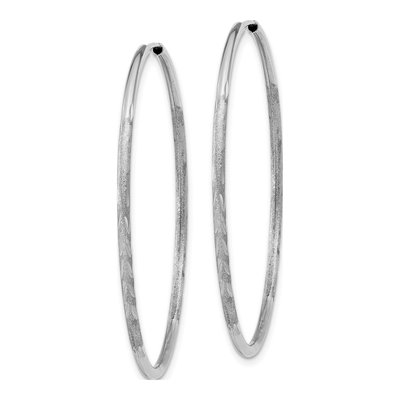 14K White Gold 40mm Diamond-Cut Endless Hoop Earrings – view 3