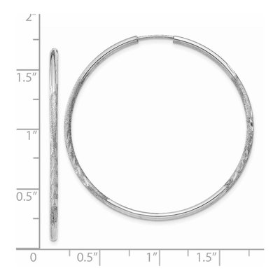 14K White Gold 40mm Diamond-Cut Endless Hoop Earrings – view 5