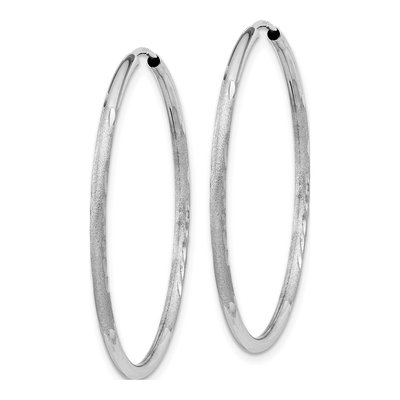 14K White Gold 30mm Diamond-Cut Endless Hoop Earrings – view 3