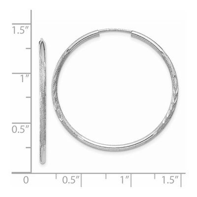 14K White Gold 30mm Diamond-Cut Endless Hoop Earrings – view 5