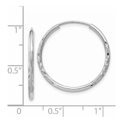 14K White Gold Diamond-Cut Endless Tube Hoop Earrings – view 5