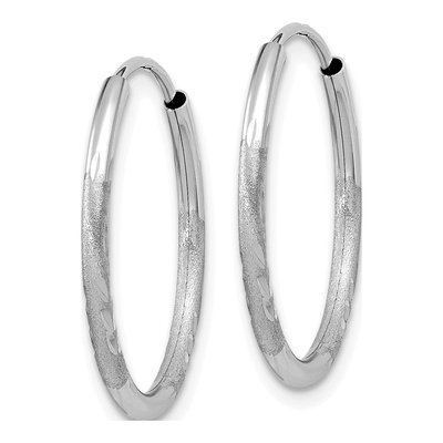 14K White Gold 16mm Diamond-Cut Endless Hoop Earrings – view 3