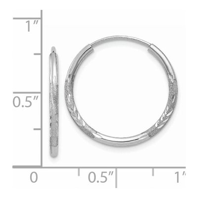 14K White Gold 16mm Diamond-Cut Endless Hoop Earrings – view 5