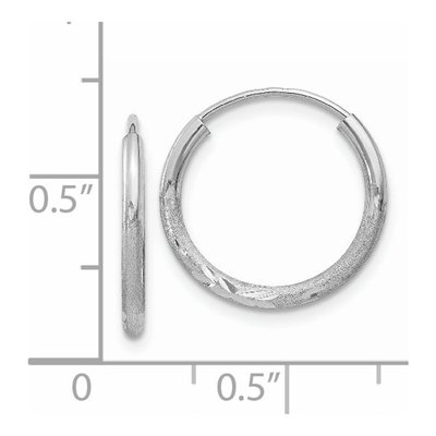 14K White Gold 14mm Diamond-Cut Endless Hoop Earrings – view 5