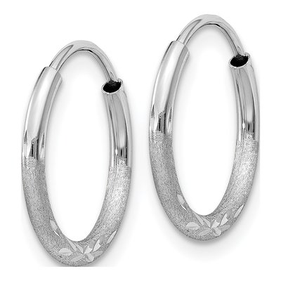14K White Gold Diamond-Cut Endless Hoop Earrings – view 3