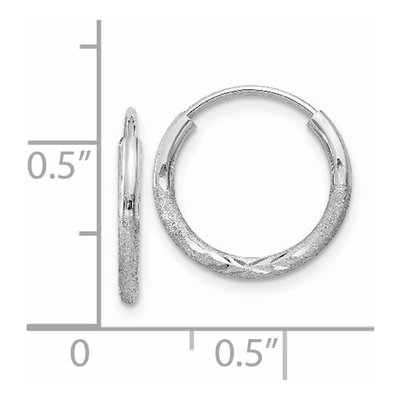 14K White Gold Diamond-Cut Endless Hoop Earrings – view 5