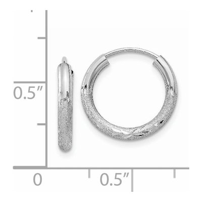 14K White Gold 12mm Diamond-Cut Endless Hoop Earrings – view 5