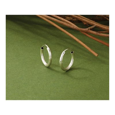 14K White Gold 12mm Diamond-Cut Endless Hoop Earrings – view 6