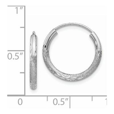 14K White Gold 14mm Diamond-Cut Endless Hoop Earrings – view 5