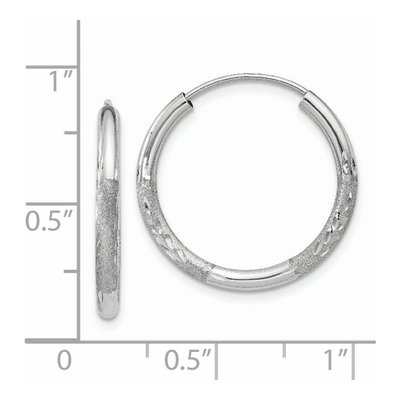 14K White Gold 18mm Diamond-Cut Endless Hoop Earrings – view 5