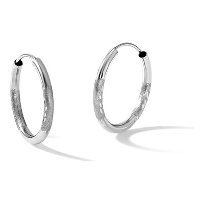 14K White Gold 18mm Diamond-Cut Endless Hoop Earrings – view 6