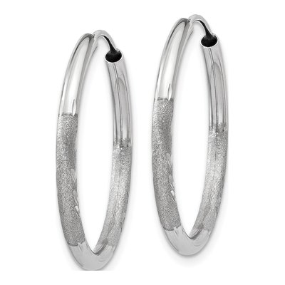 14K White Gold 20mm Diamond-Cut Endless Hoop Earrings – view 3