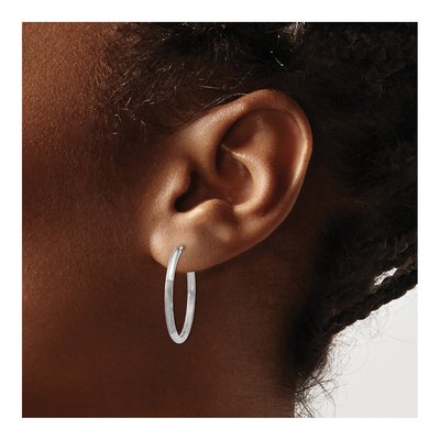 14K White Gold 20mm Diamond-Cut Endless Hoop Earrings – view 4