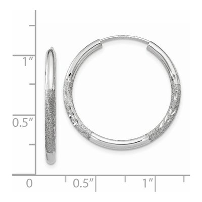 14K White Gold 20mm Diamond-Cut Endless Hoop Earrings – view 5