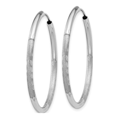 14K White Gold 30mm Diamond-Cut Endless Hoop Earrings – view 3