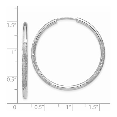 14K White Gold 30mm Diamond-Cut Endless Hoop Earrings – view 5