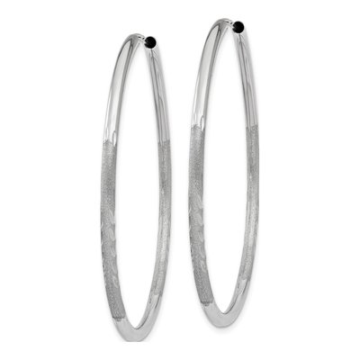 14K White Gold 40mm Diamond-Cut Endless Hoop Earrings – view 3