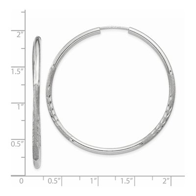 14K White Gold 40mm Diamond-Cut Endless Hoop Earrings – view 5