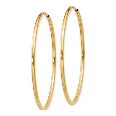 14K Yellow Gold 35mm Endless Tube Hoop Earrings – view 3
