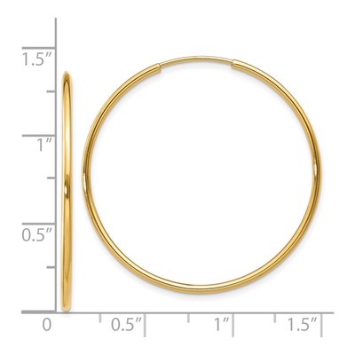 14K Yellow Gold 35mm Endless Tube Hoop Earrings – view 5