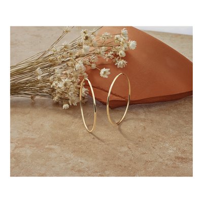 14K Yellow Gold 35mm Endless Tube Hoop Earrings – view 6