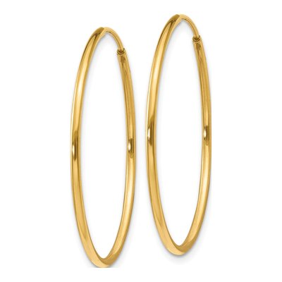 14K Yellow Gold 30mm Endless Tube Hoop Earrings – view 3